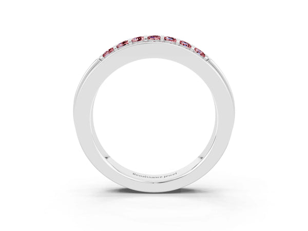 Silver Channel-Set Princess Cut Diamond Pavé Band