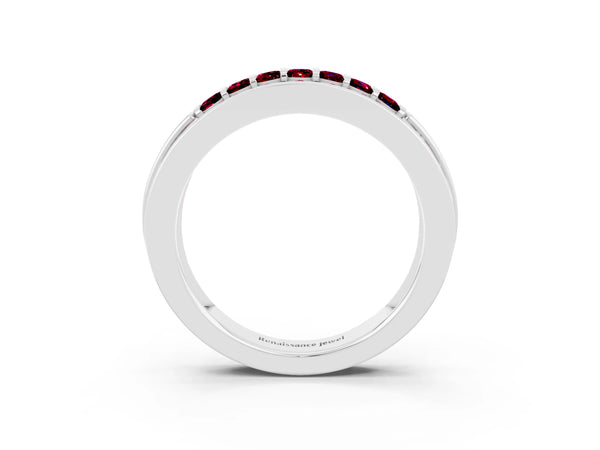 Silver Channel-Set Princess Cut Diamond Pavé Band