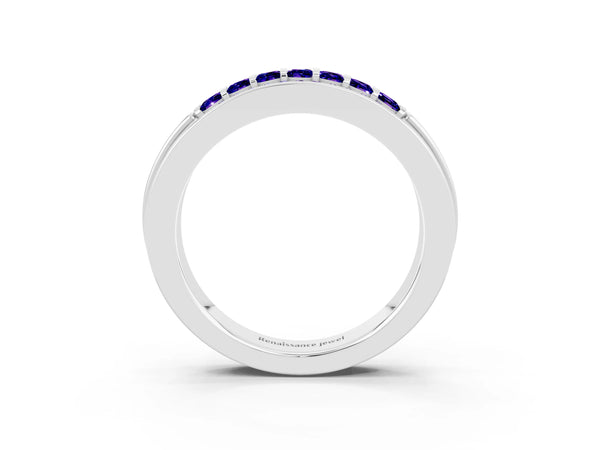 Silver Channel-Set Princess Cut Diamond Pavé Band