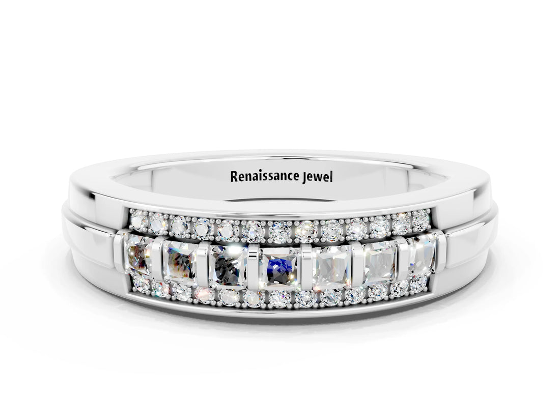 White gold Channel-Set Princess Cut Diamond Pavé Band_42