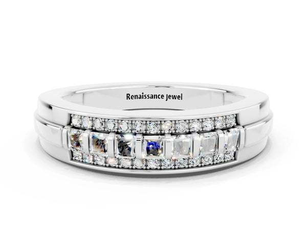 White gold Channel-Set Princess Cut Diamond Pavé Band