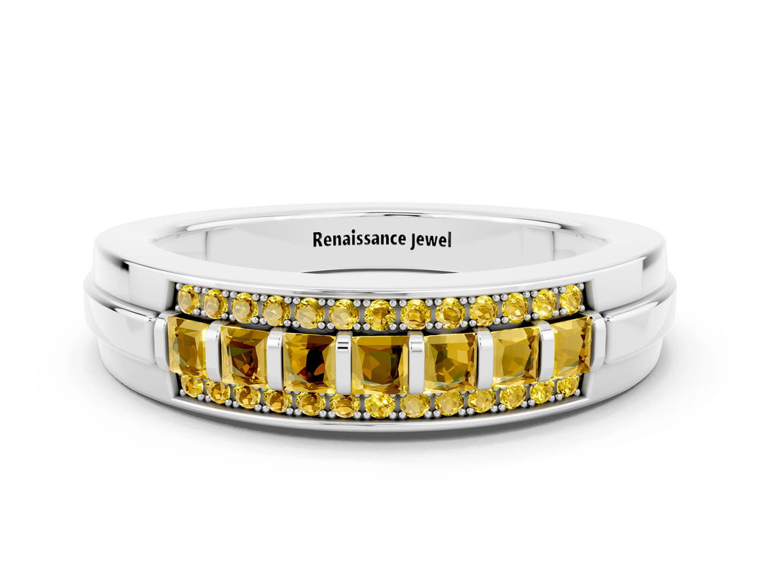 White gold Channel-Set Princess Cut Diamond Pavé Band_42