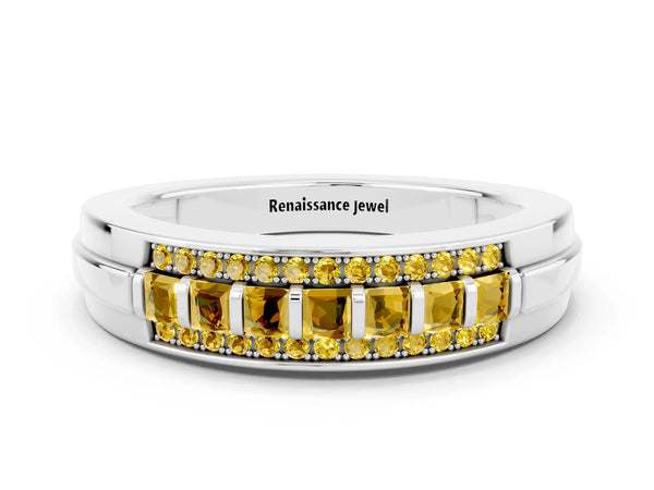 White gold Channel-Set Princess Cut Diamond Pavé Band
