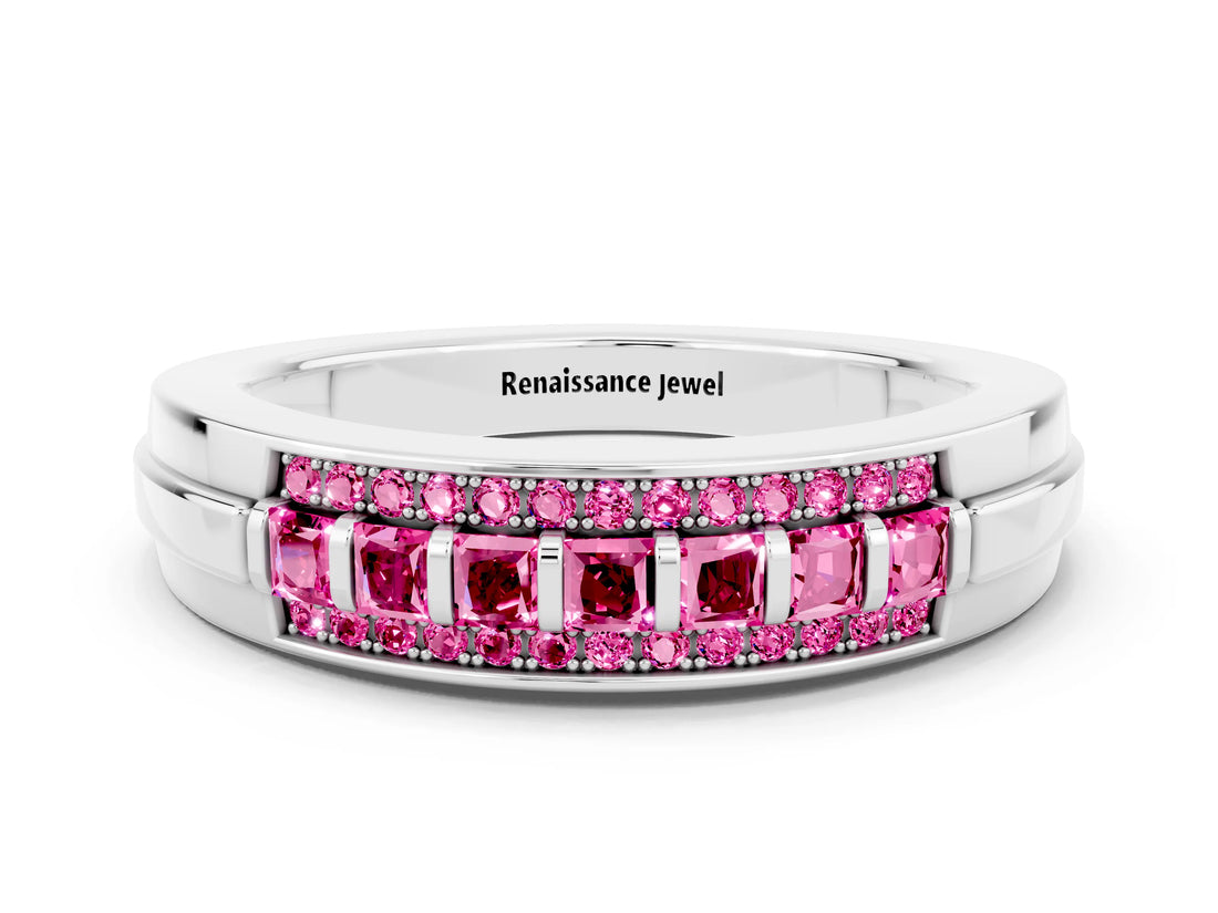 White gold Channel-Set Princess Cut Diamond Pavé Band_42