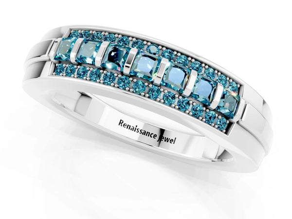 White gold Channel-Set Princess Cut Diamond Pavé Band