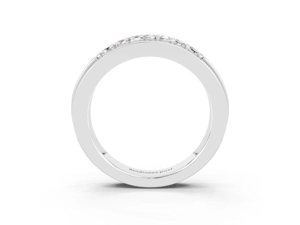Platinum Channel-Set Princess Cut Diamond Pavé Band