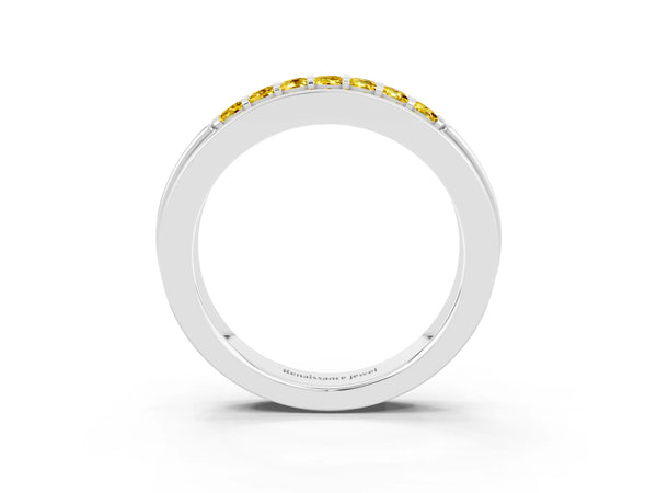 White gold Channel-Set Princess Cut Diamond Pavé Band