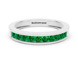 White gold Channel Set Princess Cut Emerald Eternity Band_36