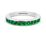 White gold Channel Set Princess Cut Emerald Eternity Band_6