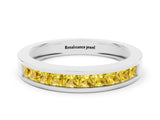 White gold Channel Set Princess Cut Yellow Sapphire Eternity Band_24