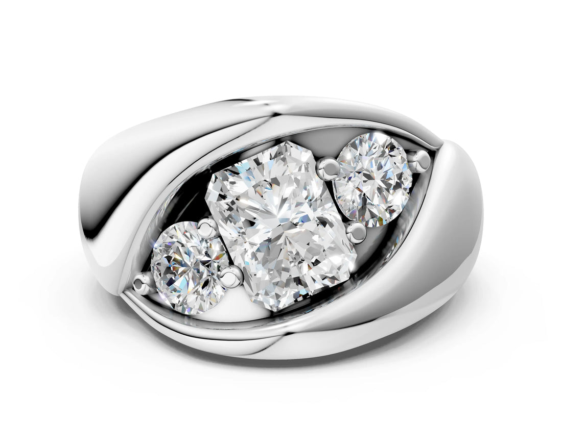 White gold Channel Set Radiant Diamond Crossover Band_6