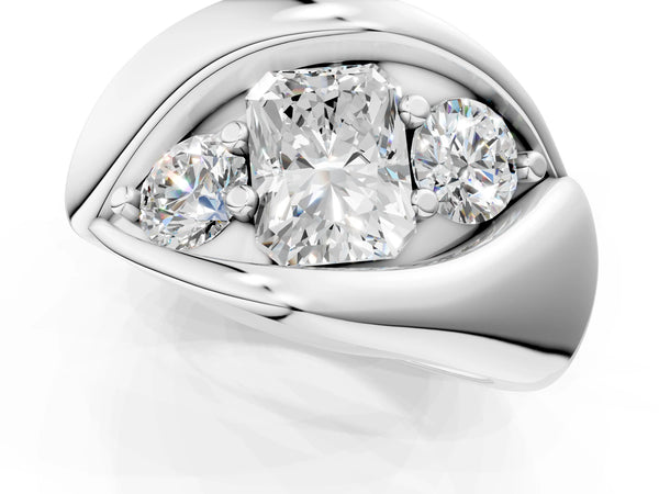 White gold Channel Set Radiant Diamond Crossover Band