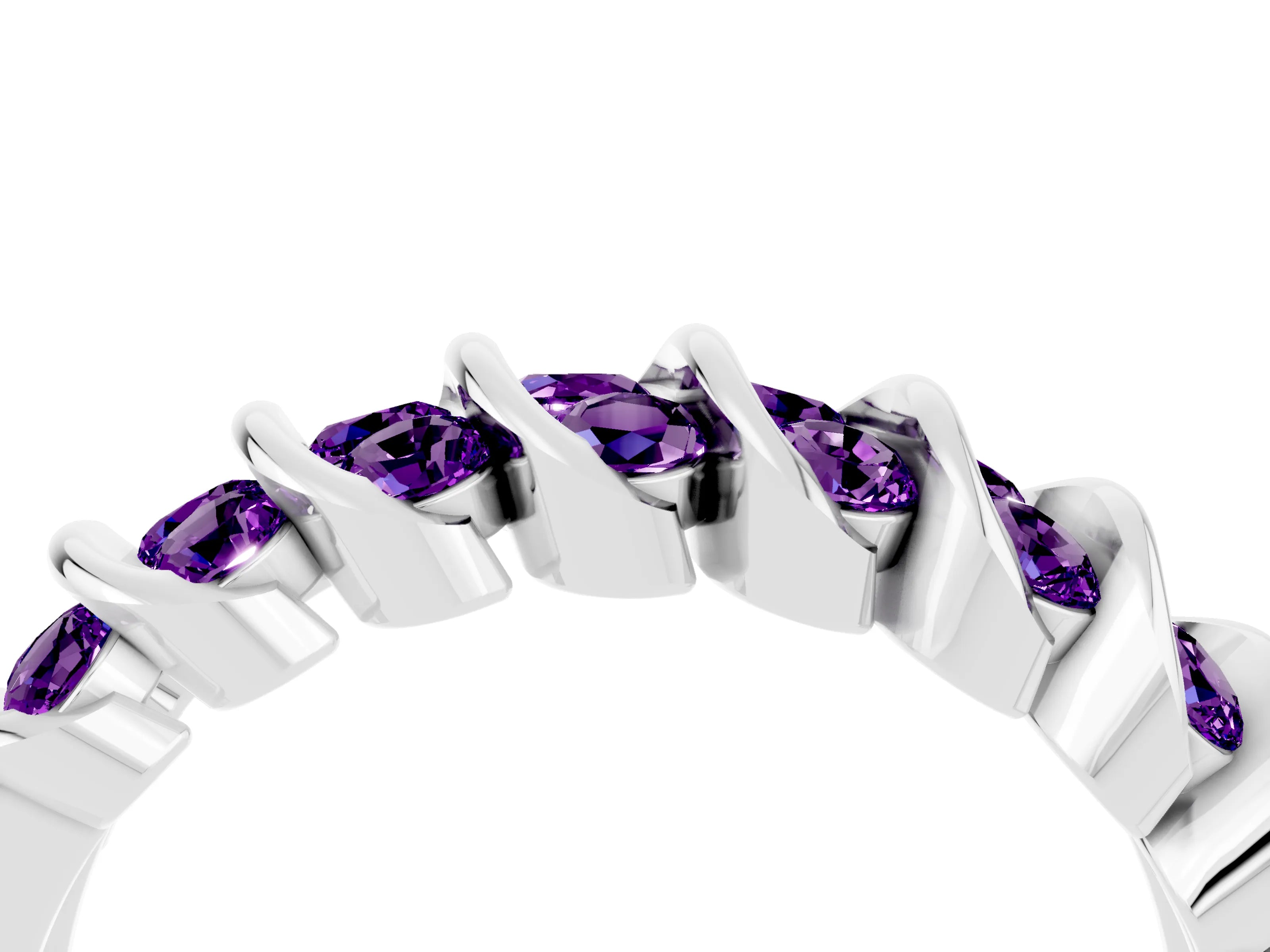 White gold Channel Set Round Amethyst Multi-Row Band_10