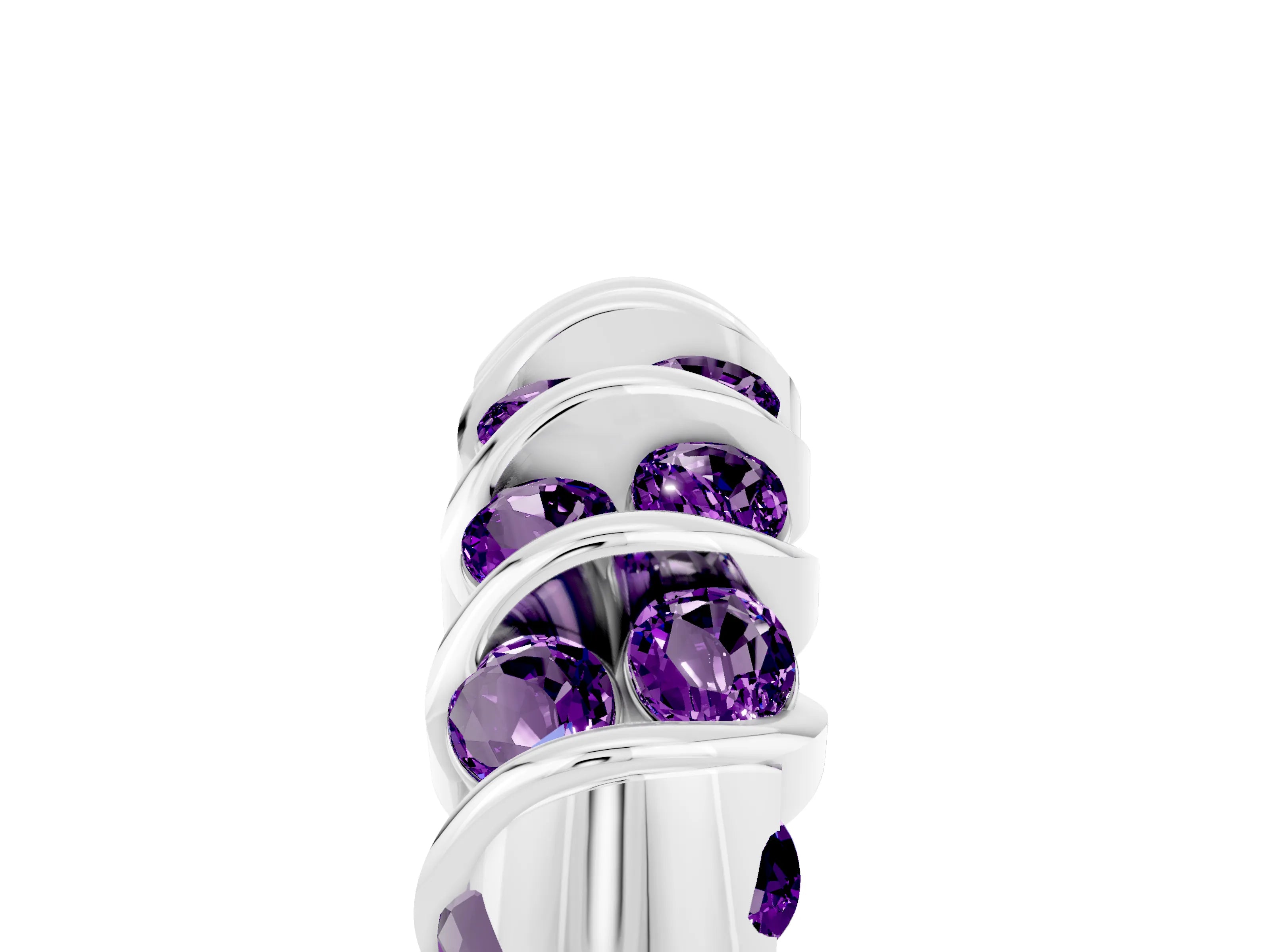 White gold Channel Set Round Amethyst Multi-Row Band_11