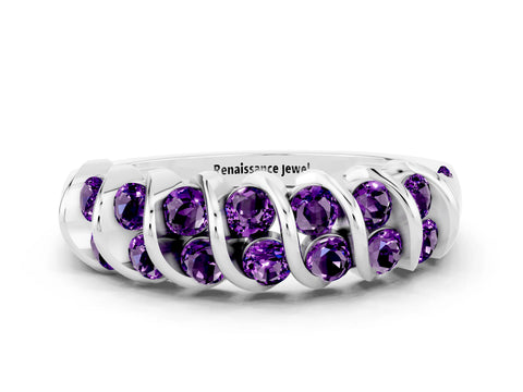 White gold Channel Set Round Amethyst Multi-Row Band_6