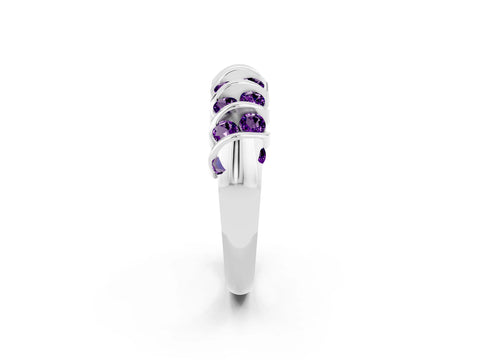 White gold Channel Set Round Amethyst Multi-Row Band_8