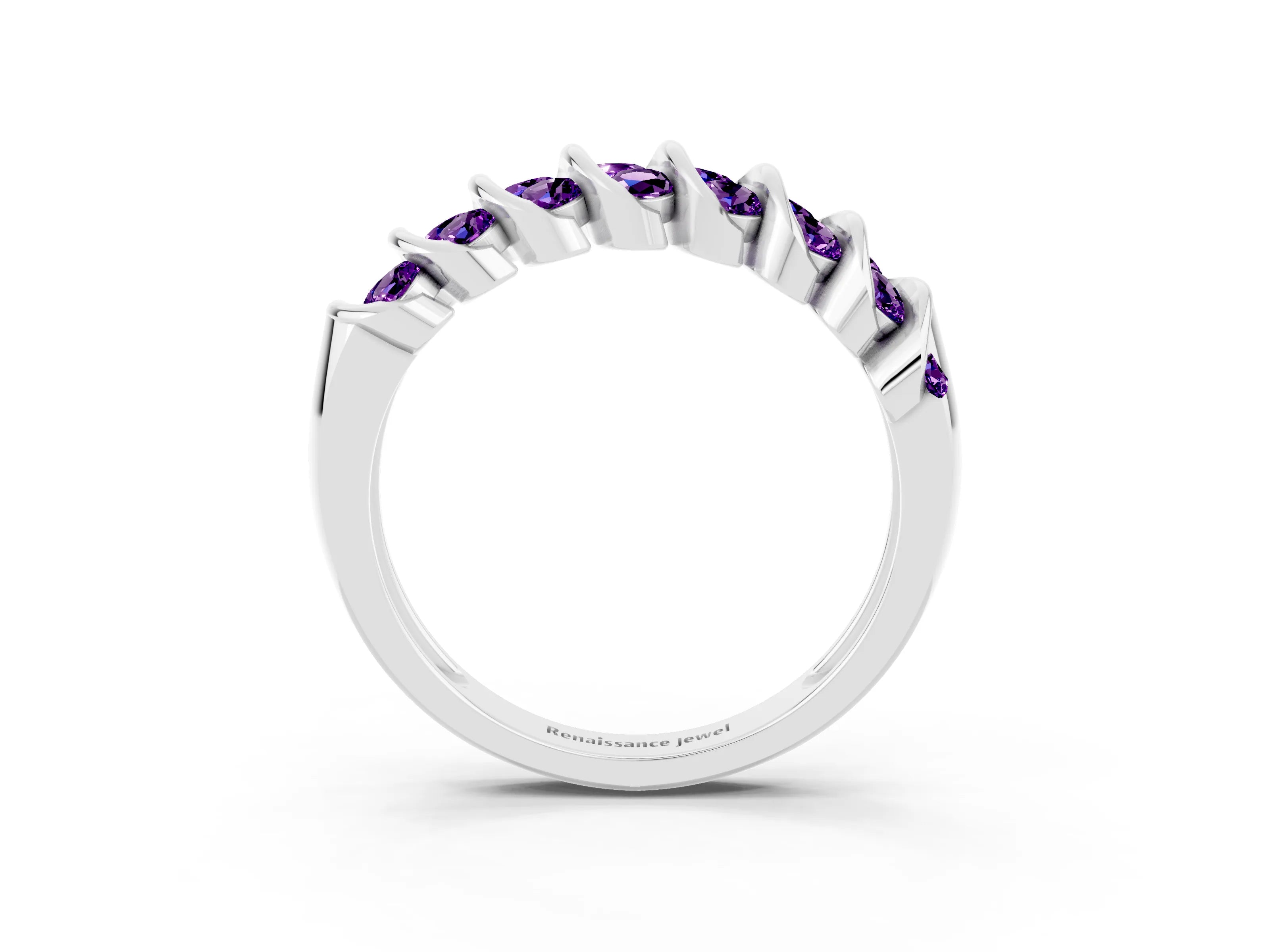 White gold Channel Set Round Amethyst Multi-Row Band_9