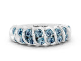 White gold Channel Set Round Aquamarine Multi-Row Band_6