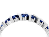White gold Channel Set Round Blue Sapphire Anniversary Band with Vertical Prongs_10
