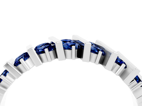 White gold Channel Set Round Blue Sapphire Anniversary Band with Vertical Prongs_10