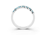 White gold Channel Set Round Blue Topaz Anniversary Band with Vertical Prongs_9
