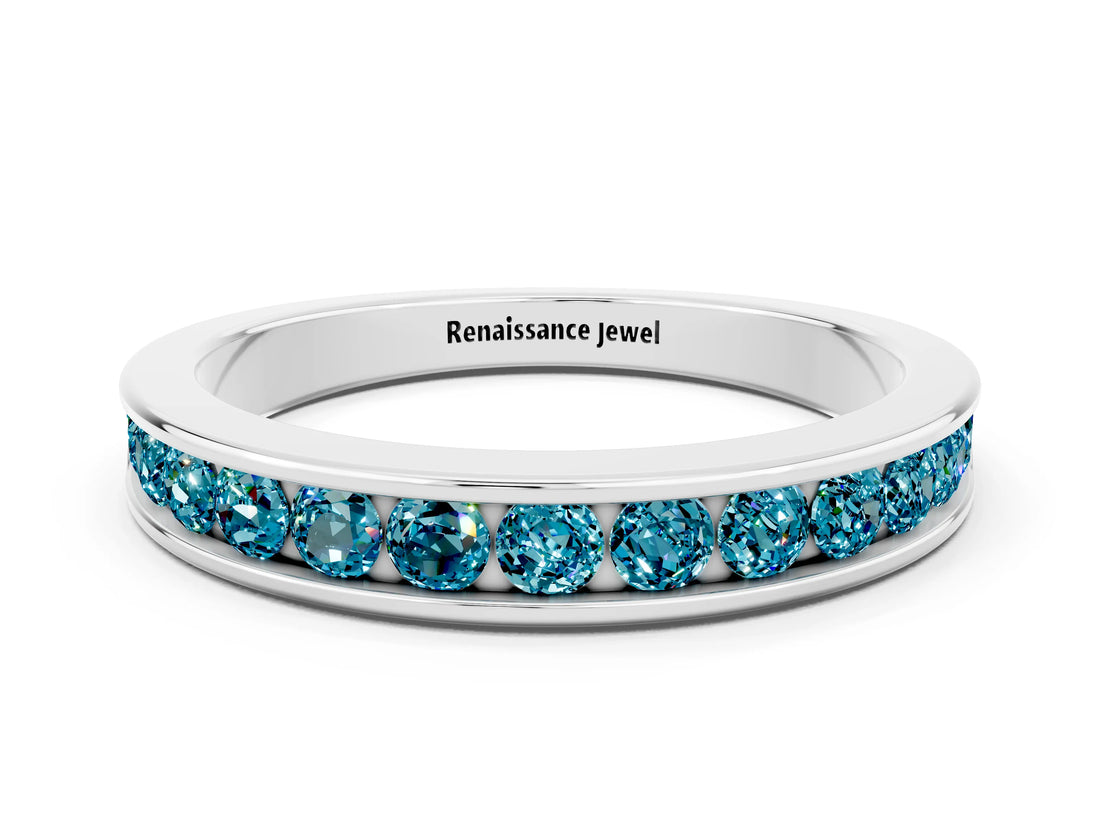 White gold Channel Set Round Blue Topaz Eternity Band_6