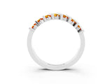 White gold Channel Set Round Citrine Anniversary Band with Vertical Prongs_9