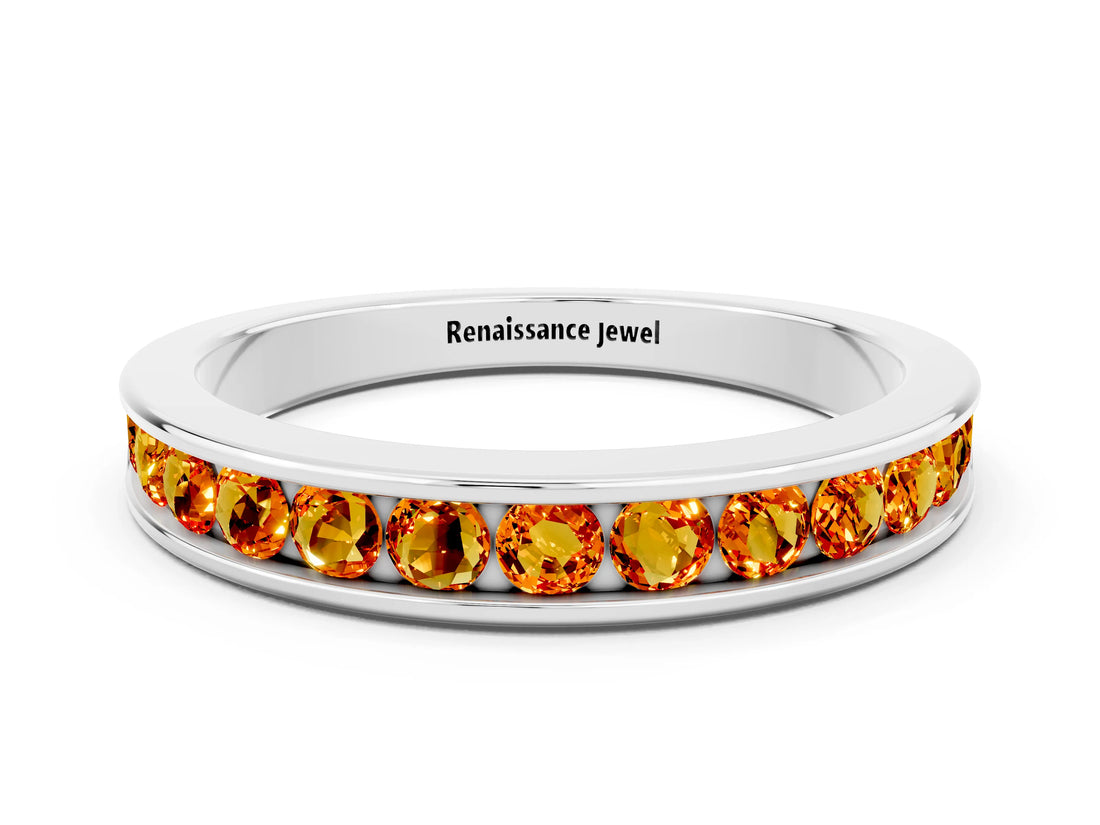 White gold Channel Set Round Citrine Eternity Band_6