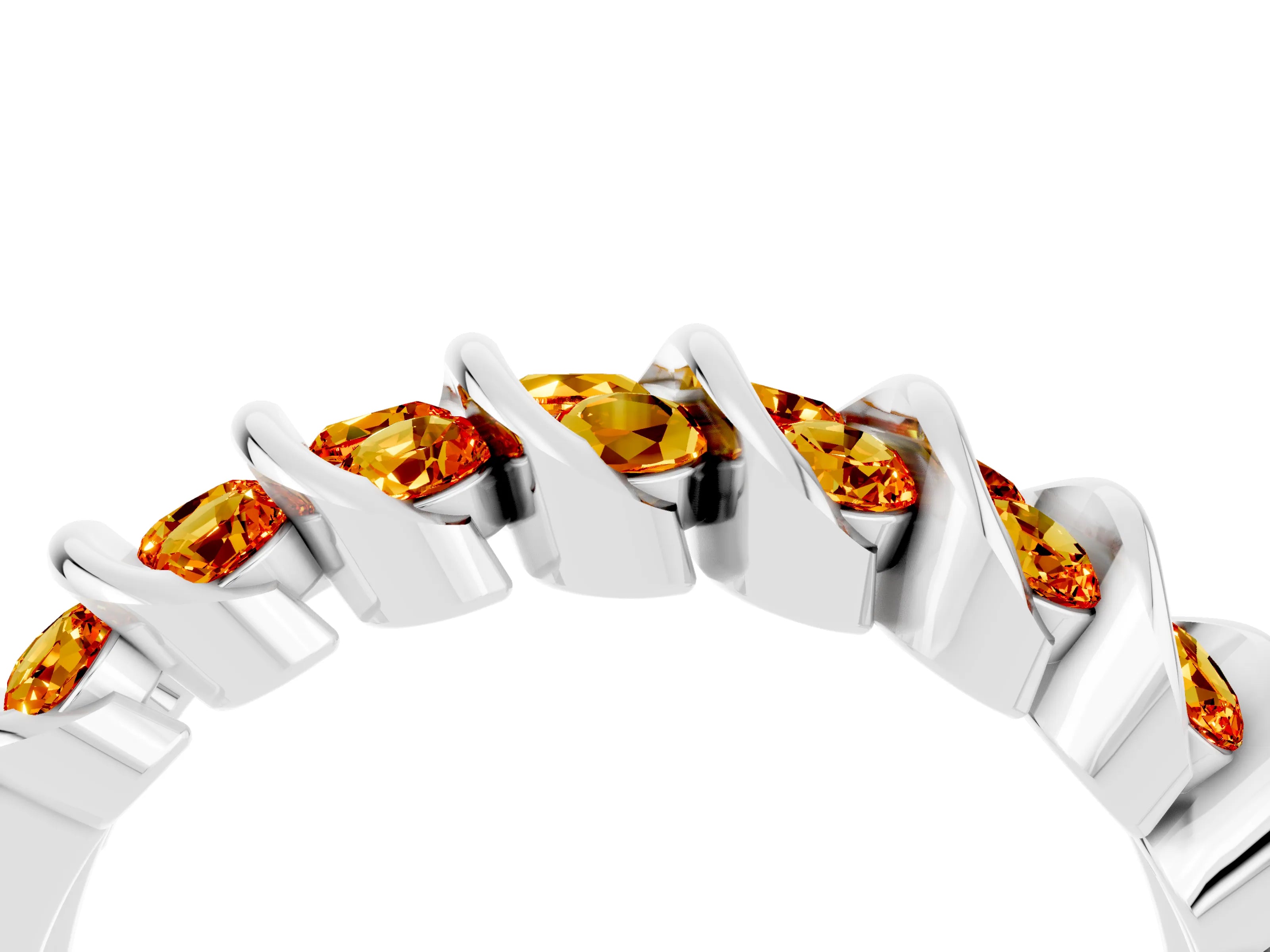 White gold Channel Set Round Citrine Multi-Row Band_10
