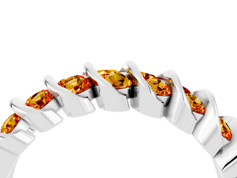 White gold Channel Set Round Citrine Multi-Row Band_10