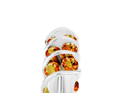 White gold Channel Set Round Citrine Multi-Row Band_11