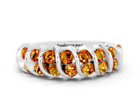 White gold Channel Set Round Citrine Multi-Row Band_6