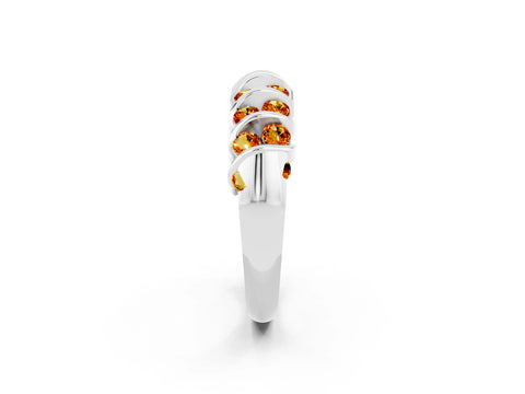 White gold Channel Set Round Citrine Multi-Row Band_8