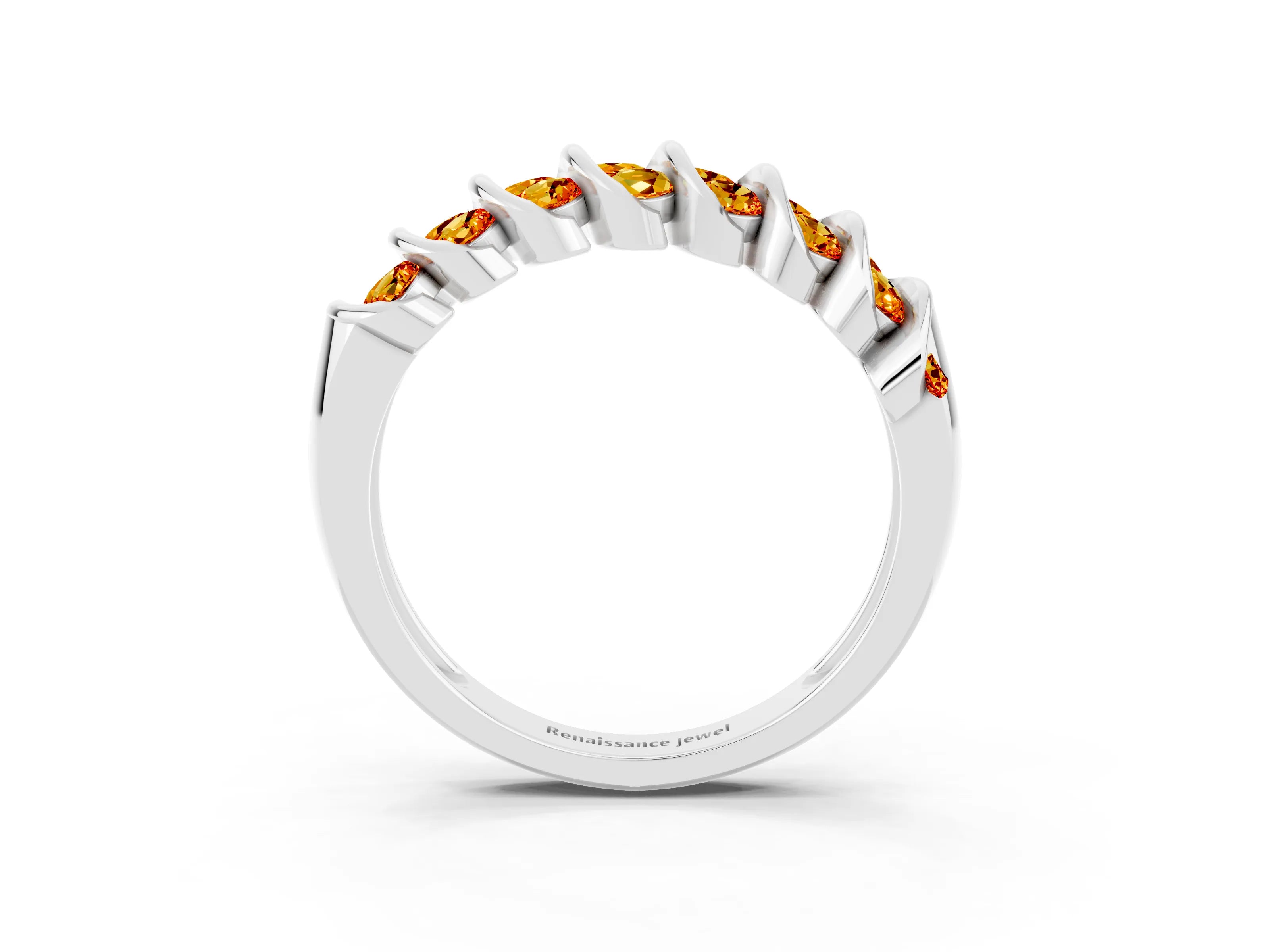 White gold Channel Set Round Citrine Multi-Row Band_9