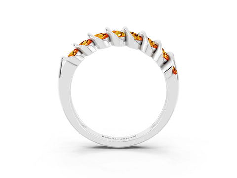 White gold Channel Set Round Citrine Multi-Row Band_9
