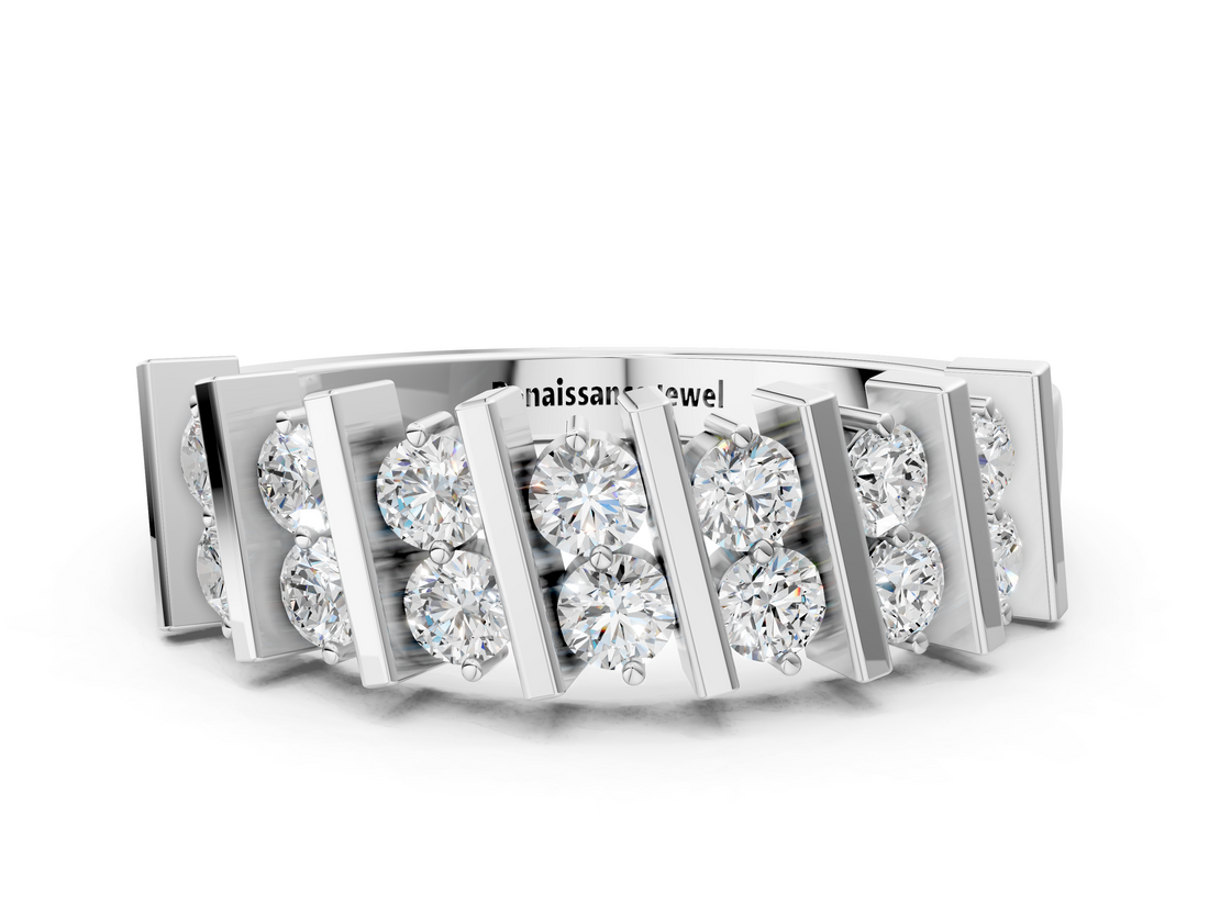 White gold Channel Set Round Diamond Anniversary Band with Vertical Prongs_12