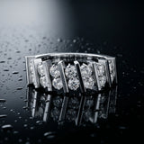 White gold Channel Set Round Diamond Anniversary Band with Vertical Prongs_32