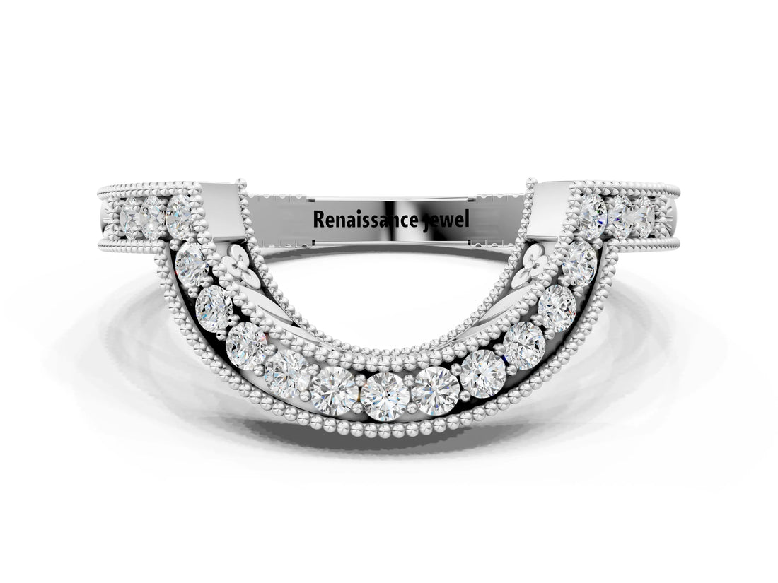 White gold Channel Set Round Diamond Chevron Band_12