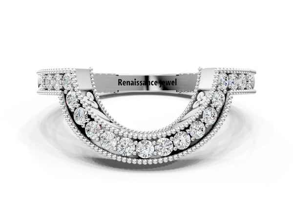 White gold Channel Set Round Diamond Chevron Band