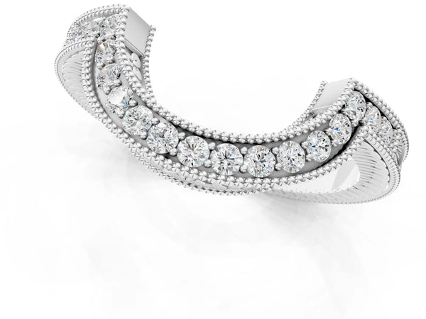 White gold Channel Set Round Diamond Chevron Band