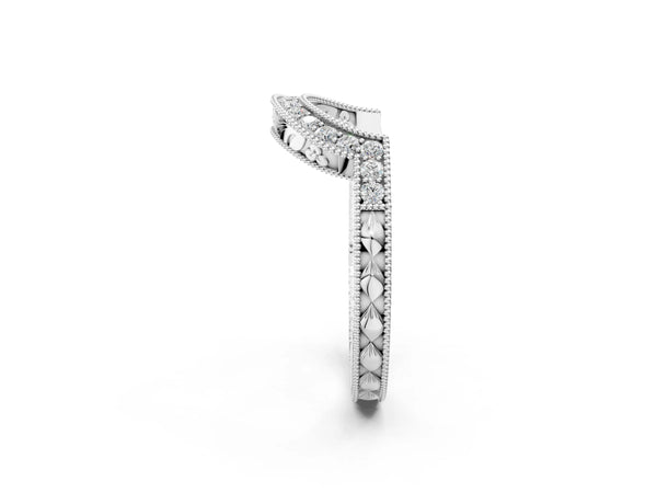 White gold Channel Set Round Diamond Chevron Band