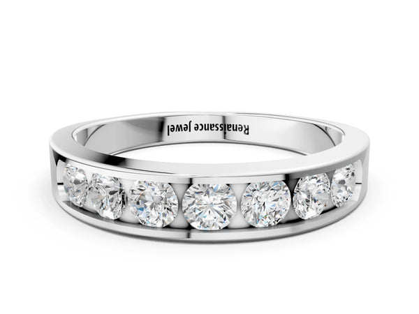 Platinum Channel Set Round Diamond Comfort Fit Band