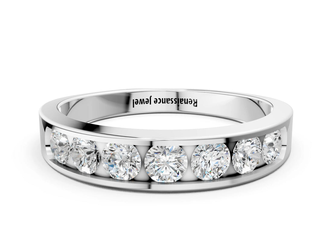 White gold Channel Set Round Diamond Comfort Fit Band_12