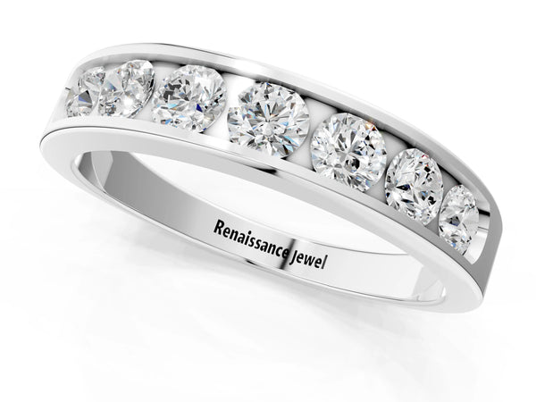 Platinum Channel Set Round Diamond Comfort Fit Band