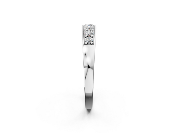 Silver Channel-Set Round Diamond Comfort Fit Band