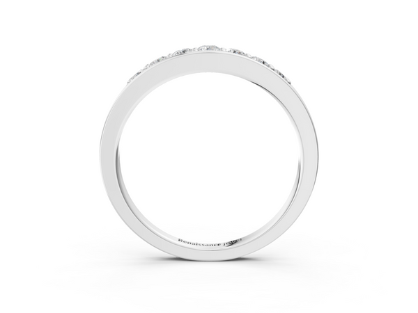 Silver Channel-Set Round Diamond Comfort Fit Band
