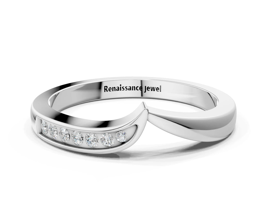 White gold Channel Set Round Diamond Contour Band_2