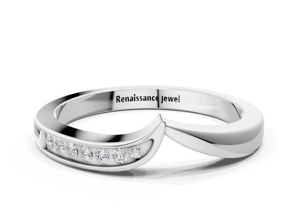 Platinum Channel Set Round Diamond Contour Band