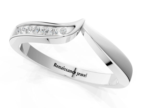 Platinum Channel Set Round Diamond Contour Band