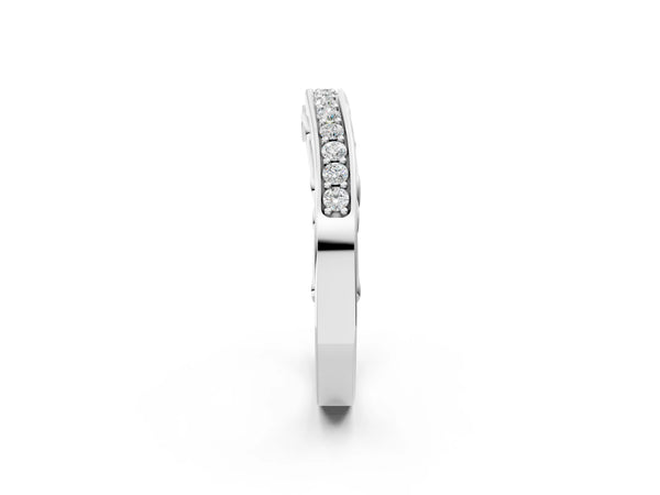 Platinum Channel Set Round Diamond Contoured Band
